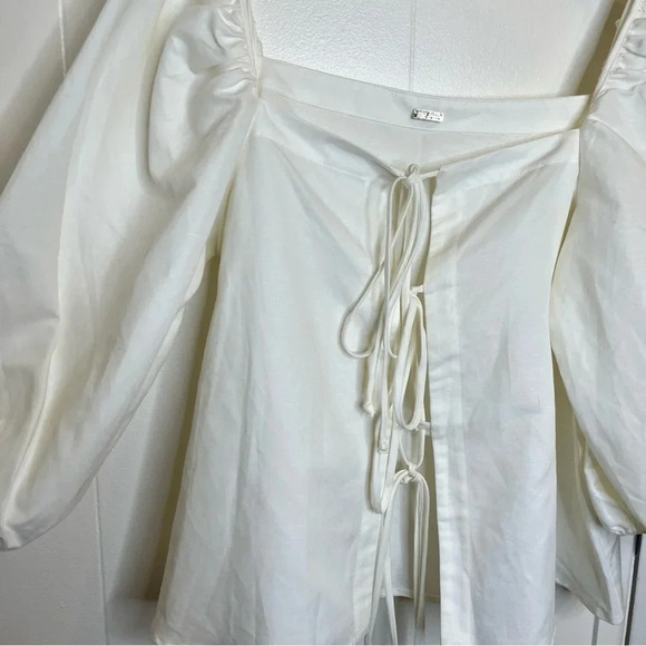 Cult Gaia Aurel white cotton linen tie front top size Medium - Picture 3 of 8
